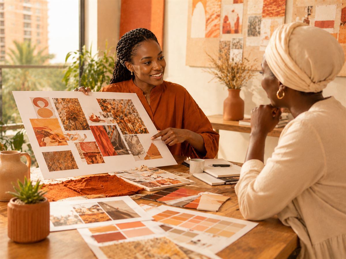 Consultante 2B Business Booster travaillant l'image de marque d'une cliente à Dakar