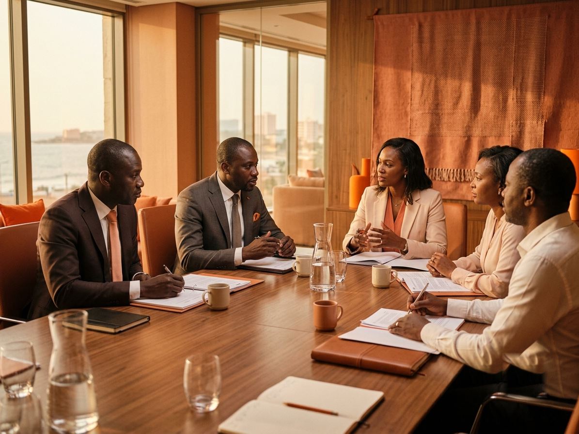 Équipe 2B Business Booster préparant une campagne de communication média à Dakar