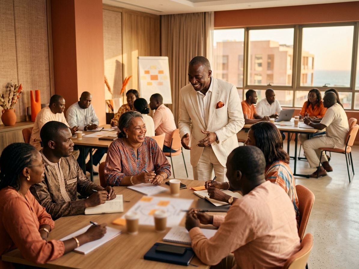 Atelier de formation animé par 2B Business Booster avec des entrepreneurs à Dakar
