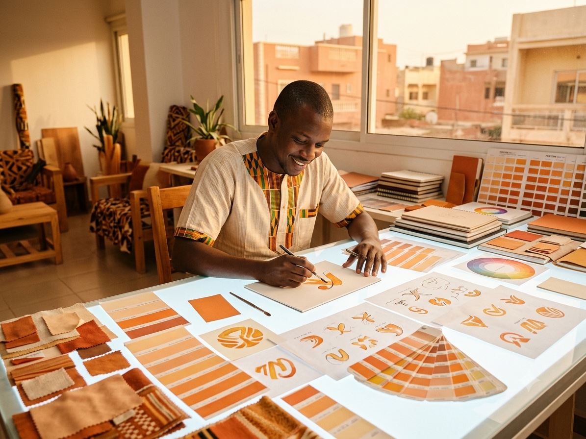Séance de création graphique autour des pistes de logo d'une entreprise sénégalaise